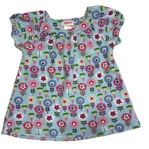 Zutano Girls 4T Blue Floral Flutter Sleeve Top boho cottage
